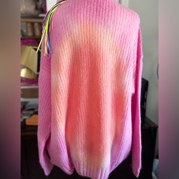NEW MSGM Gradient Mohair Tie Dye Button Down Cardigan Oversized Sweater L - Picture 8 of 14